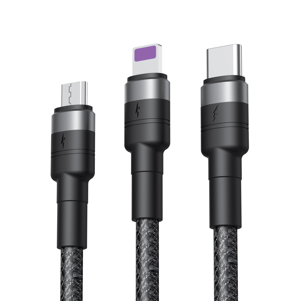 XO kabel NB-Q191 3w1 USB - Lightning + USB-C + microUSB 1,2 m 40W czarny / 2