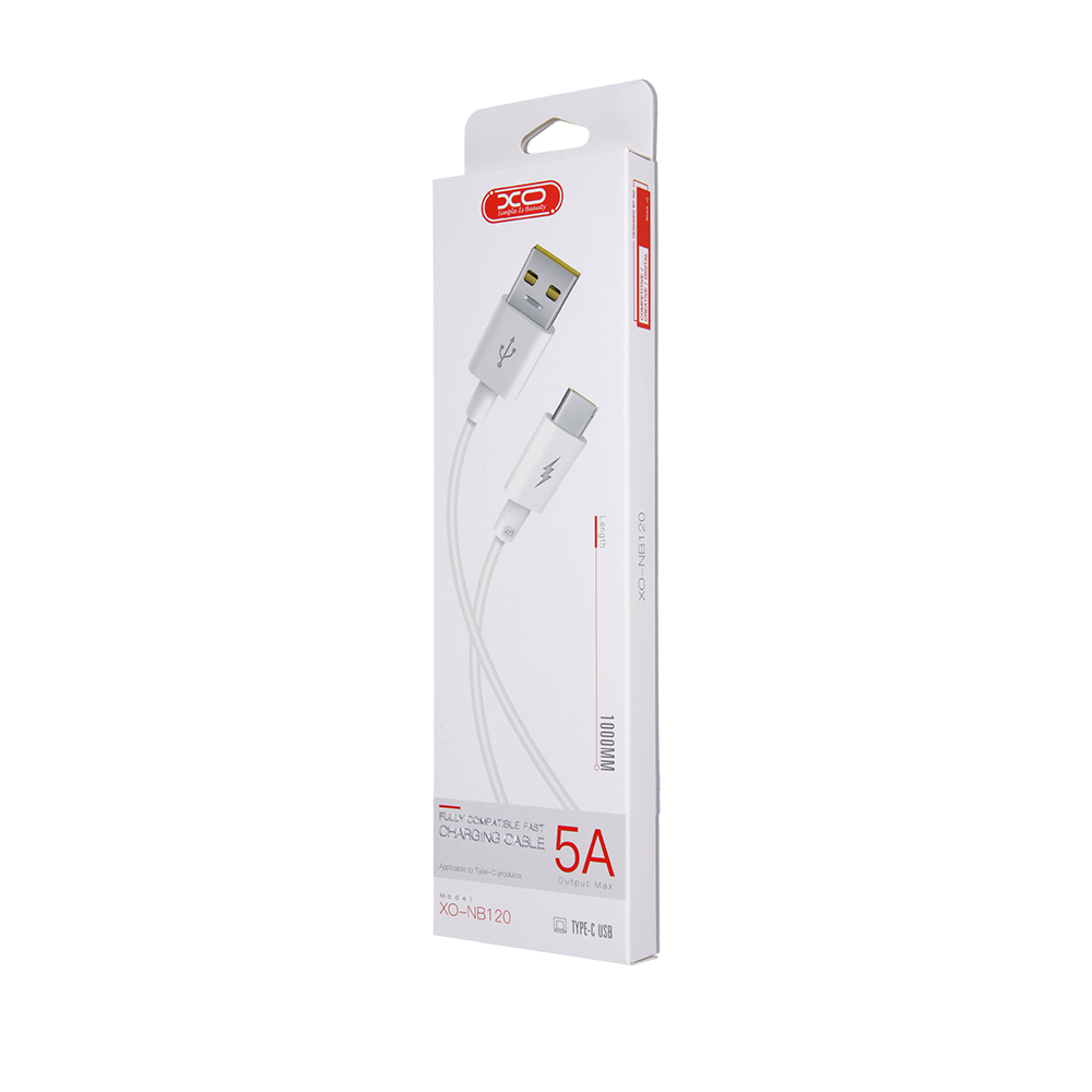 XO Kabel NB120 typ-C bia�y 5A 1m / 3
