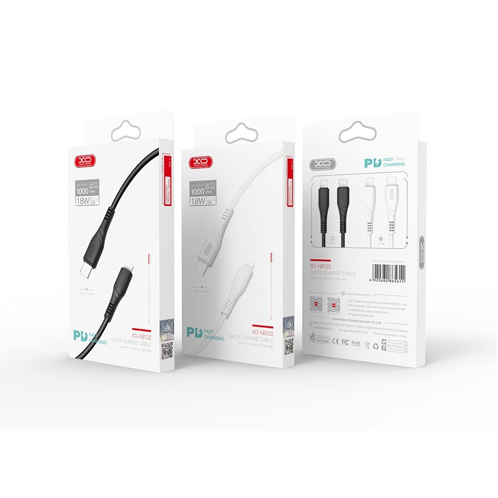 XO Kabel NB122 8-pin/typ-C PD czarny 18W 1m / 2