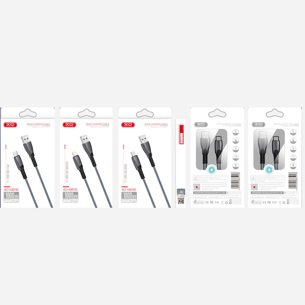 XO kabel NB135 USB - USB-C 1,0 m 2,4A czarny / 2