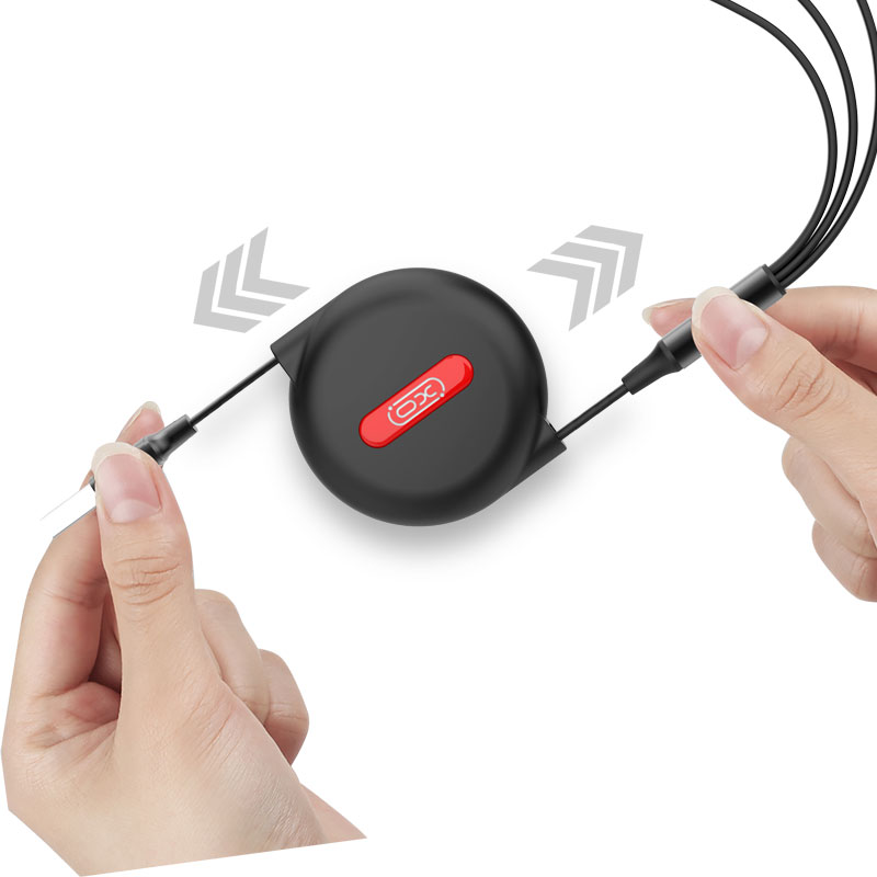 XO kabel NB142 3w1 USB - Lightning + USB-C + microUSB 1,0 m 2,4A czarny / 2