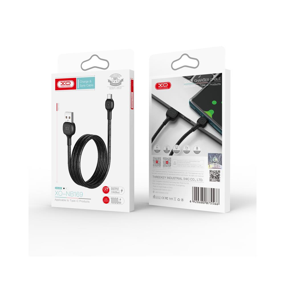 XO kabel NB169 USB - Lightning 1,0 m 2 A czarny / 2