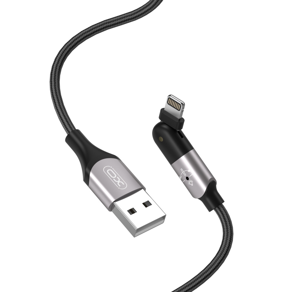 XO kabel NB176 USB - Lightning 2.4A 1,2m czarny ruchome z��cze