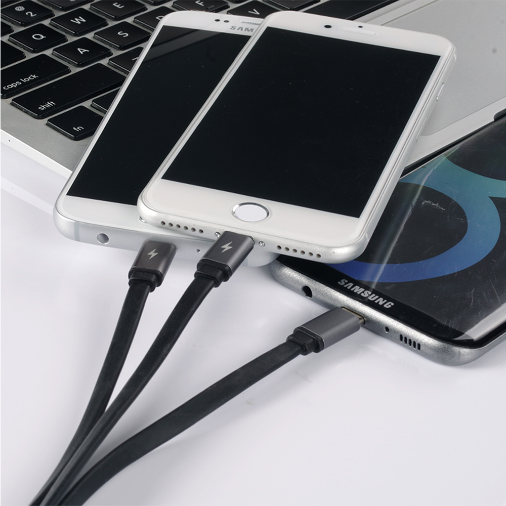 XO Kabel NB18 3w1 (8-pin/micro/typ-C) czarny 2,4A 1,2m / 4