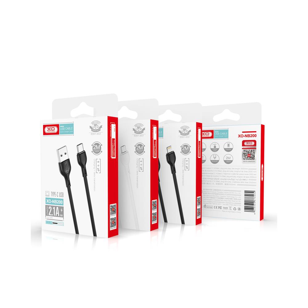 XO kabel NB200 USB - Lightning 2,0m 2.4A bia�y / 2