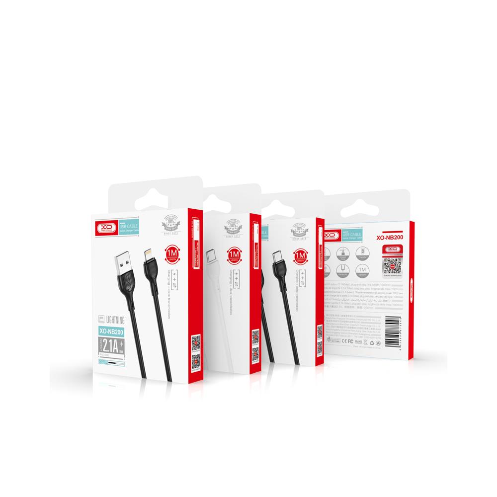 XO kabel NB200 USB - microUSB 1,0m 2.4A bia�y / 2