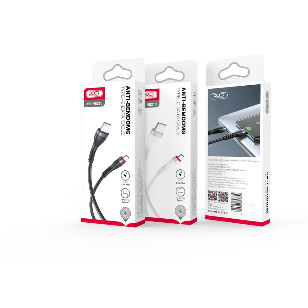 XO kabel NB213 USB - USB-C 1,0 m 2,4A bia�y / 2