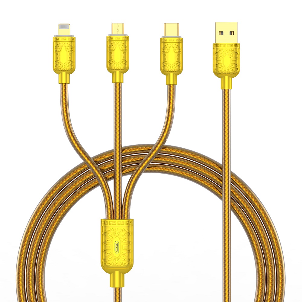 XO kabel NB216 3w1 USB - Lightning + USB-C + microUSB 1,2 m 3A zoty