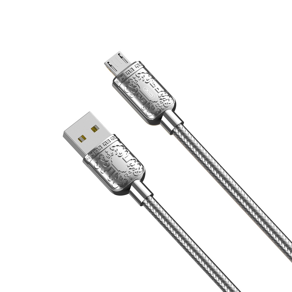 XO kabel NB216 USB - microUSB 1,0 m 2,4A srebrny