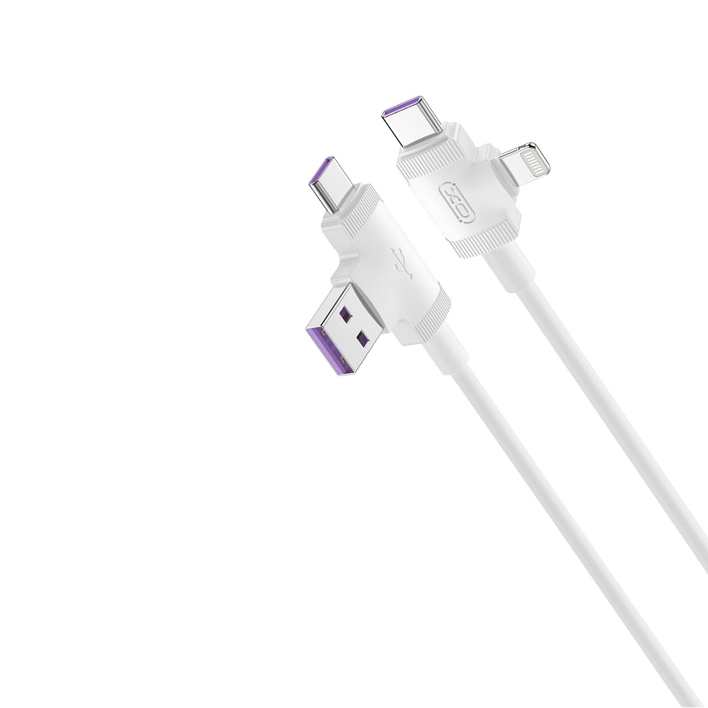 XO kabel NB237 4w1 USB + USB-C - Lightning + USB-C 1,0 m 3A bia�y