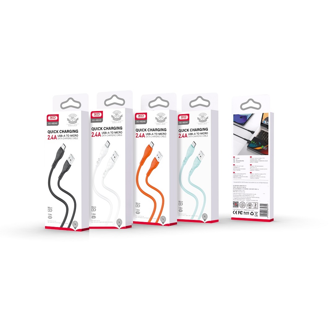 XO kabel NB240 USB - microUSB 1,0m 2,4A czarny / 2