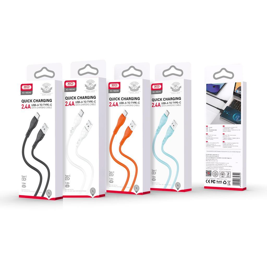 XO kabel NB240 USB - USB-C 1,0m 2,4A niebieski / 2