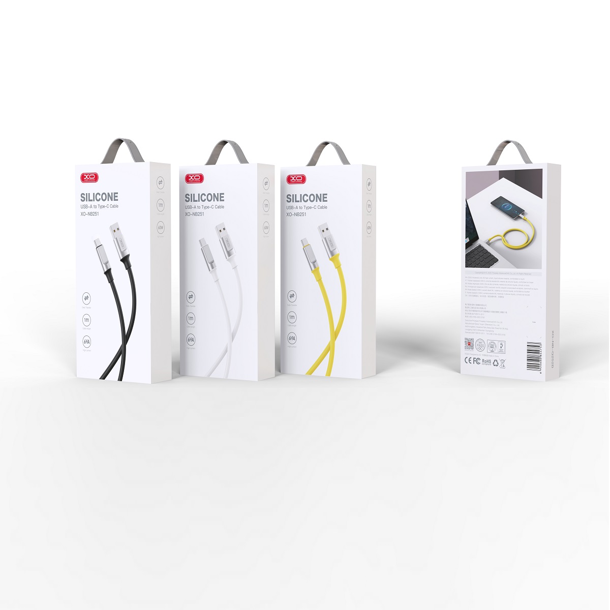 XO kabel NB251 USB - USB-C 1,0 m 6A czarny / 2