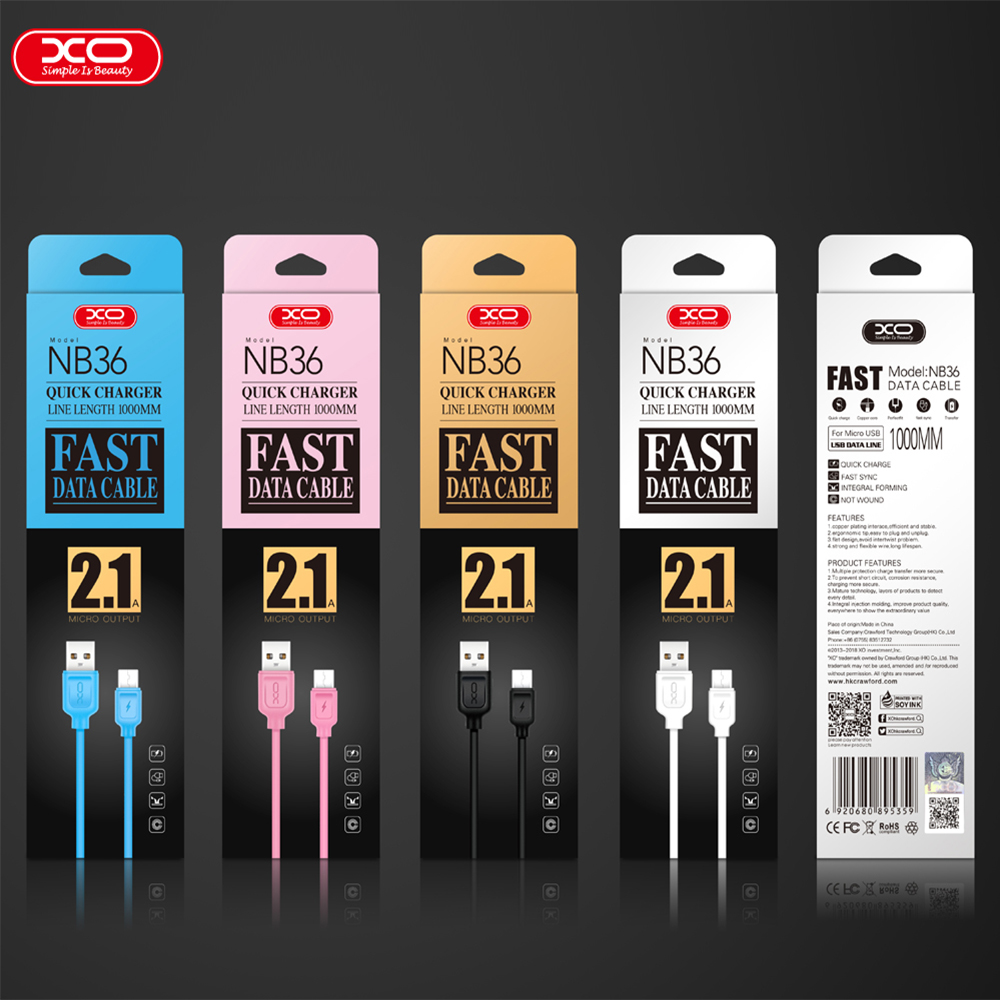 XO Kabel NB36 8-pin czarny 2,1A 1m / 3