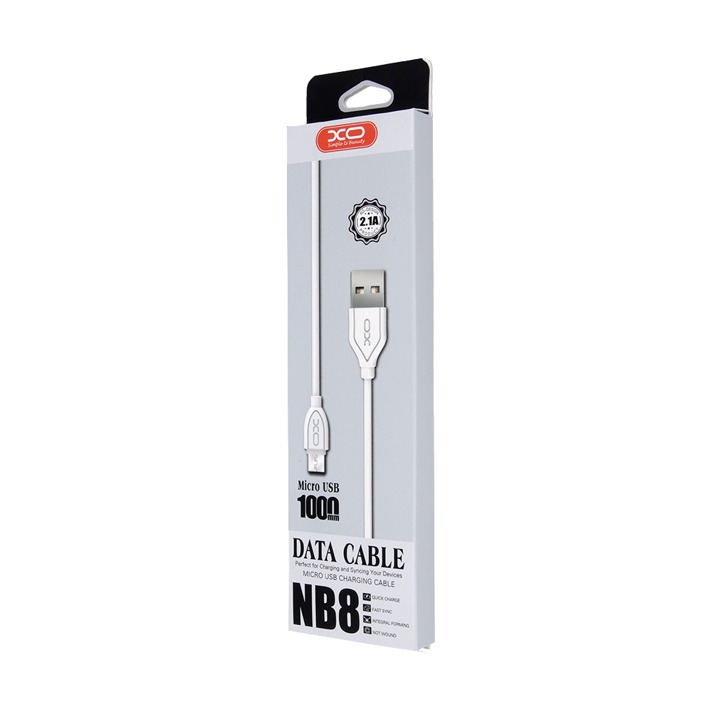 XO Kabel NB8 micro bia�y 2,1A 1m / 2