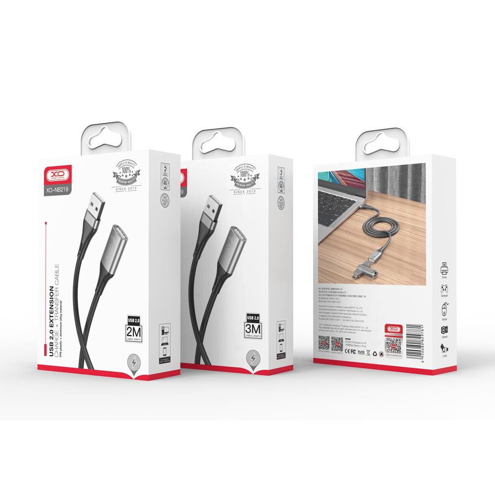 XO kabel przed�u�acz NB219 USB 2.0 czarny 3m / 4