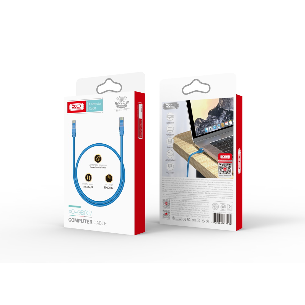 XO kabel sieciowy GB007 RJ45 CAT6 1,0 m niebieski / 3
