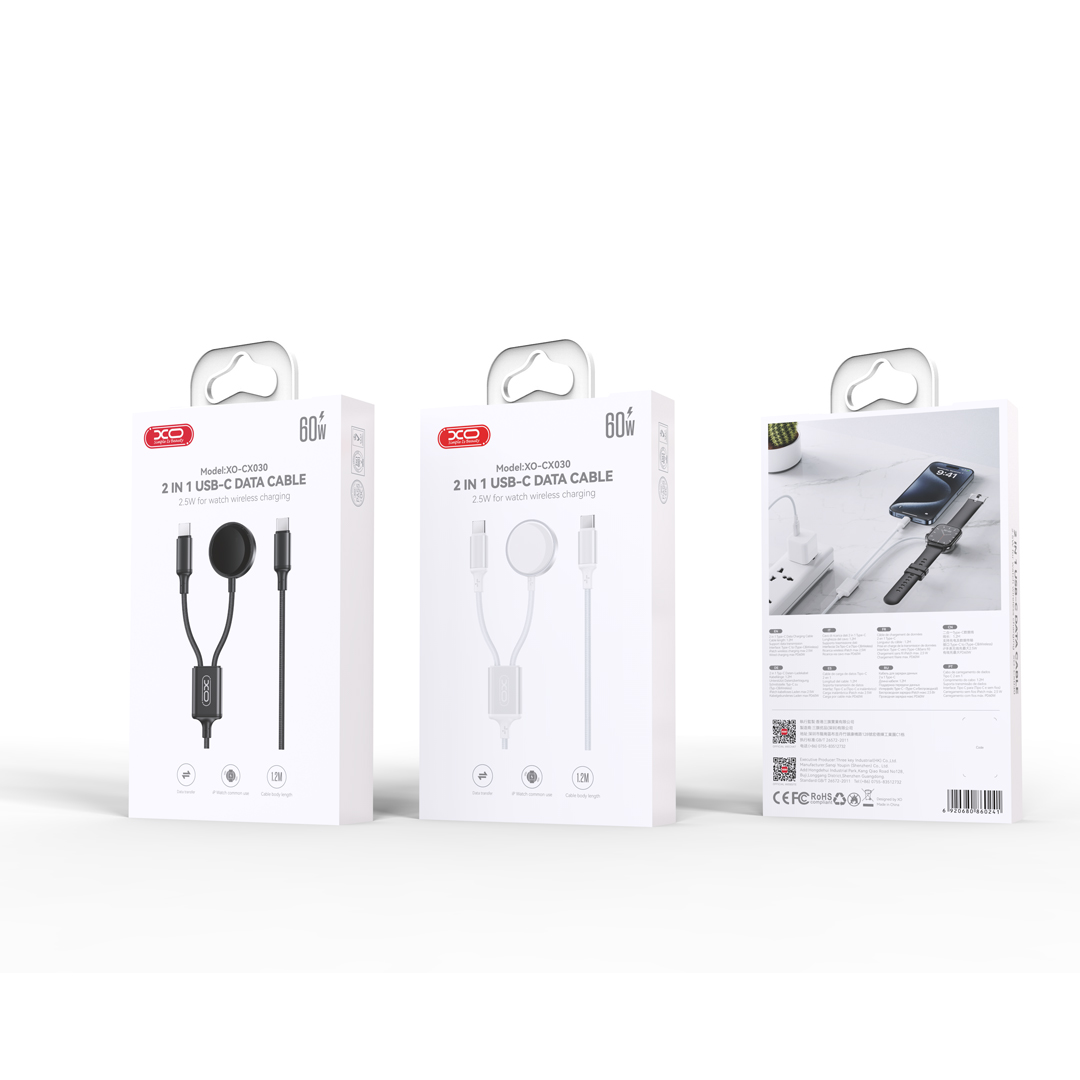 XO �adowarka bezprzewodowa indukcyjna CX030 bia�a do Apple Watch z kablem USB-C -USB-C / 3