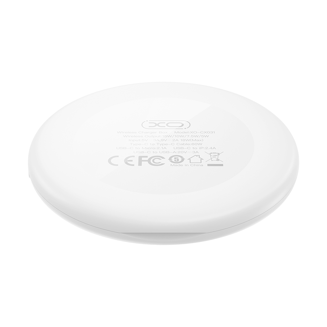 XO �adowarka bezprzewodowa indukcyjna CX031 bia�a 15W z kablem USB-C - USB-C i zestawem adapter�w / 2