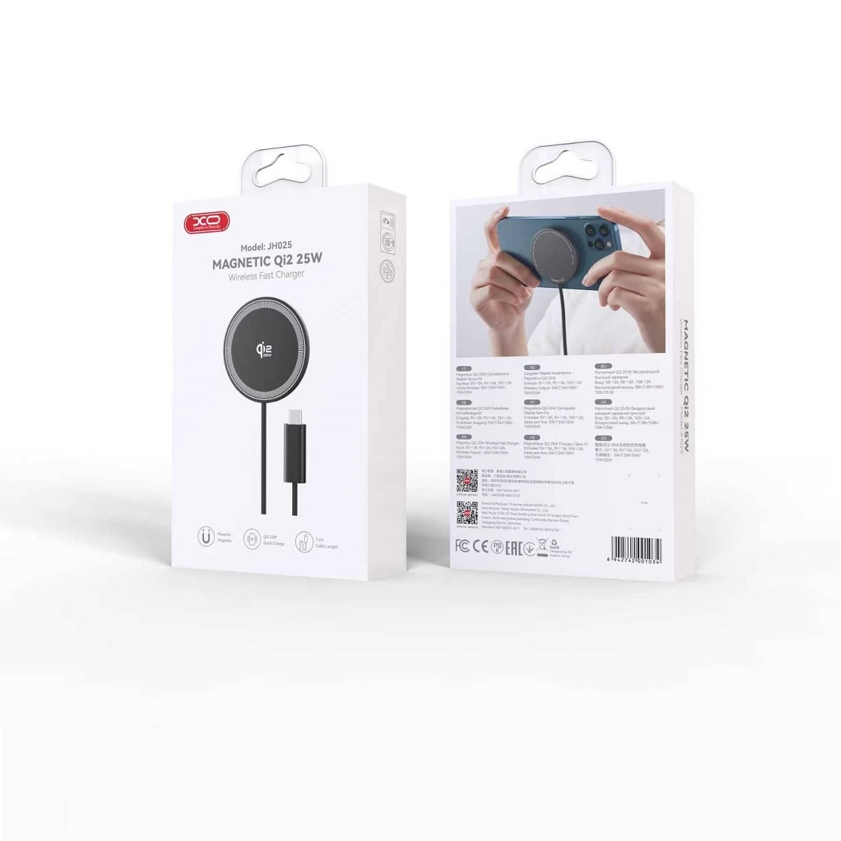 �adowarka bezprzewodowa indukcyjna QI2.2 XO JH025 magnetyczna 25W czarna Motorola Edge 50 Fusion / 2