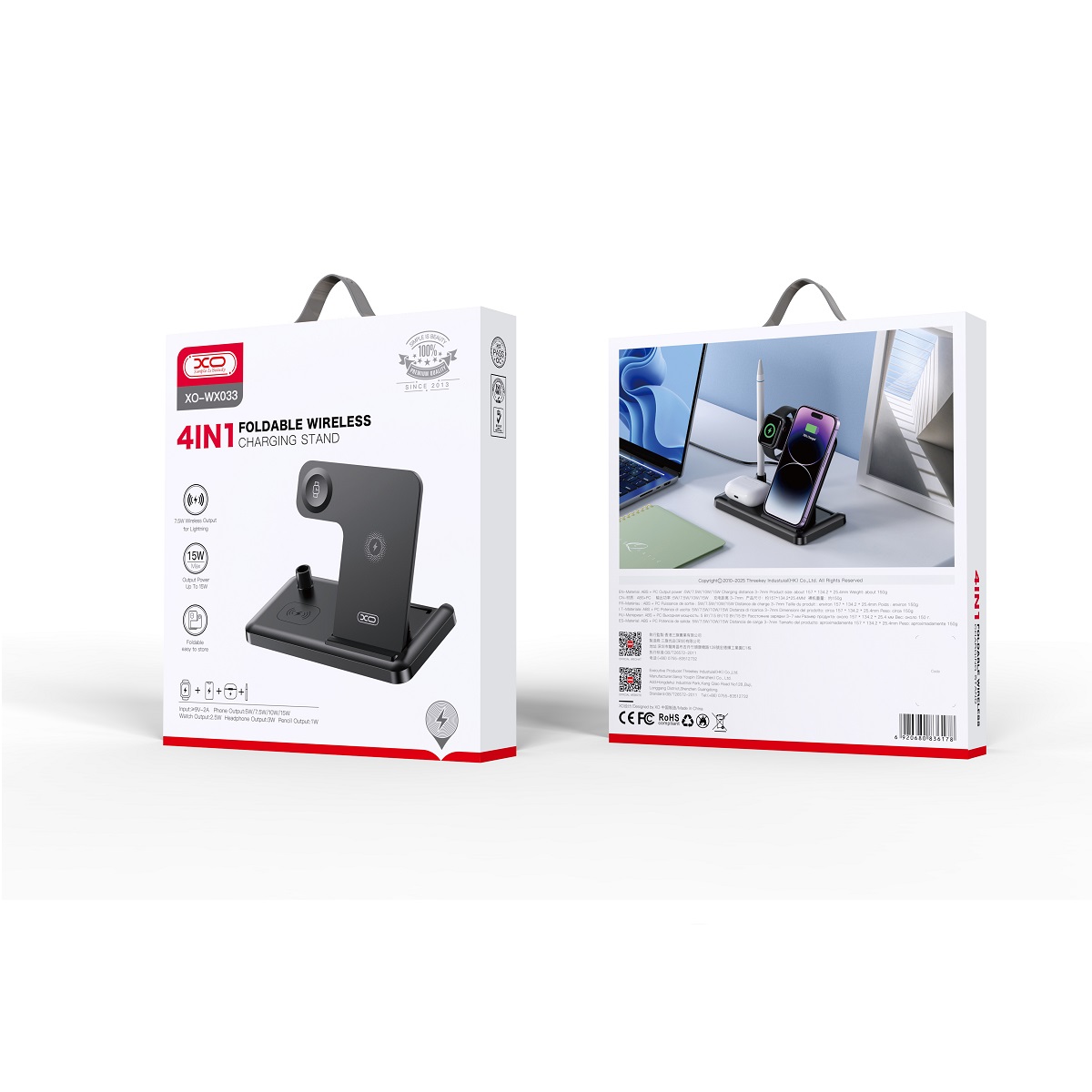 XO �adowarka bezprzewodowa indukcyjna WX033 15W czarna 4w1 / 2