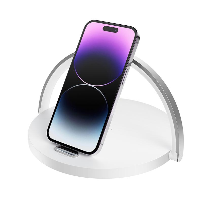 XO �adowarka indukcyjna WX030 15W bia�a 3w 1 z lampk� nocn� i uchwytem na telefon