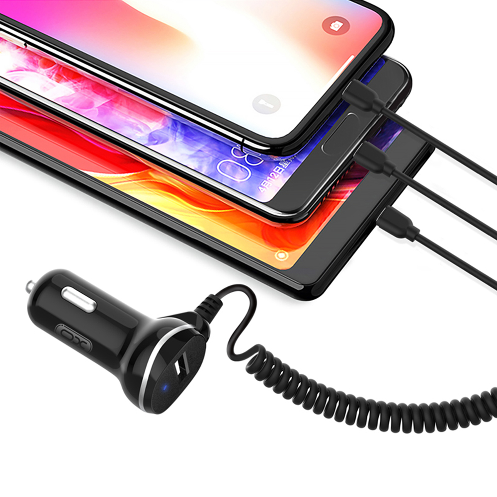 XO �adowarka samochodowa CC16 czarna plus kabel 3w1 1,45m (8-pin/micro/typ-C) 3,1A / 3