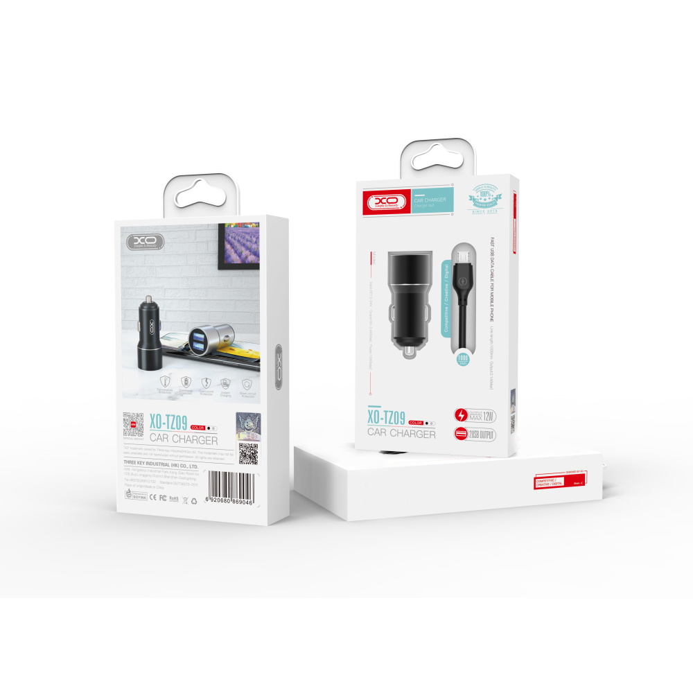 XO �adowarka samochodowa CC30 2x USB 2,4A czarna / 3