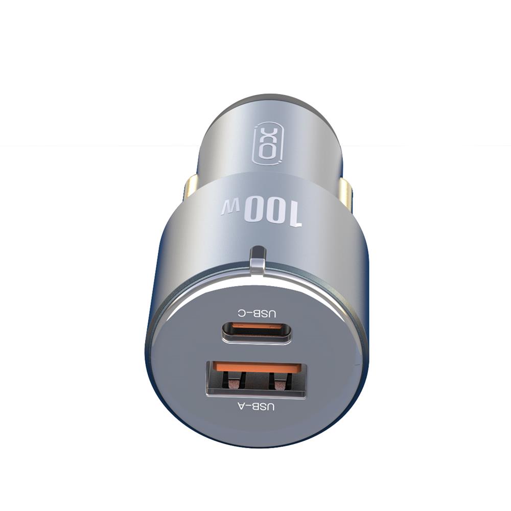 XO adowarka samochodowa CC47 PD QC 3.0 100W 1x USB 1x USB-C szara / 3