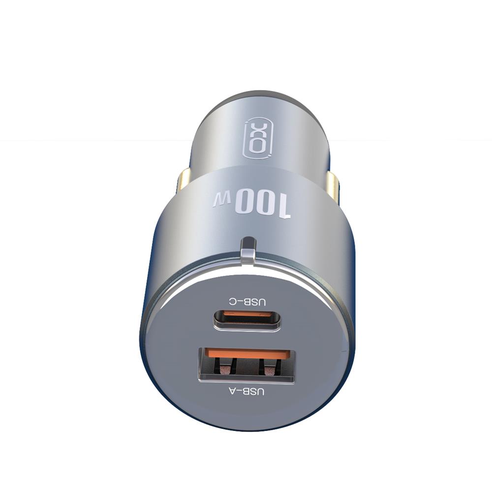 XO �adowarka samochodowa CC47 PD QC 3.0 100W 1x USB 1x USB-C szara / 3