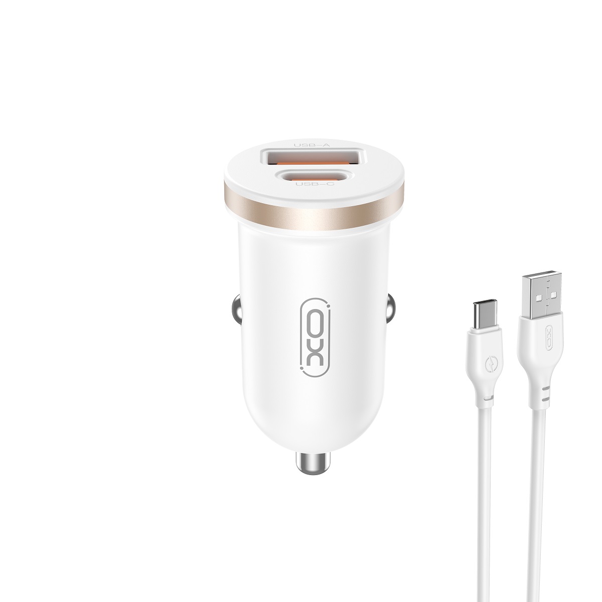 XO �adowarka samochodowa CC56 PD 30W QC 1x USB 1x USB-C bia�a + kabel USB - USB-C