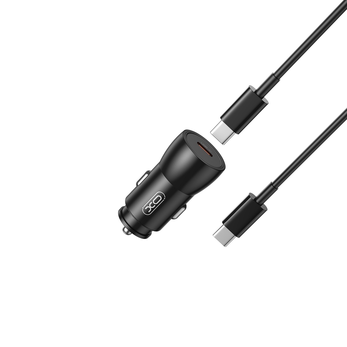 XO �adowarka samochodowa CC57 PD 25W 1x USB-C czarna + kabel USB-C - USB-C