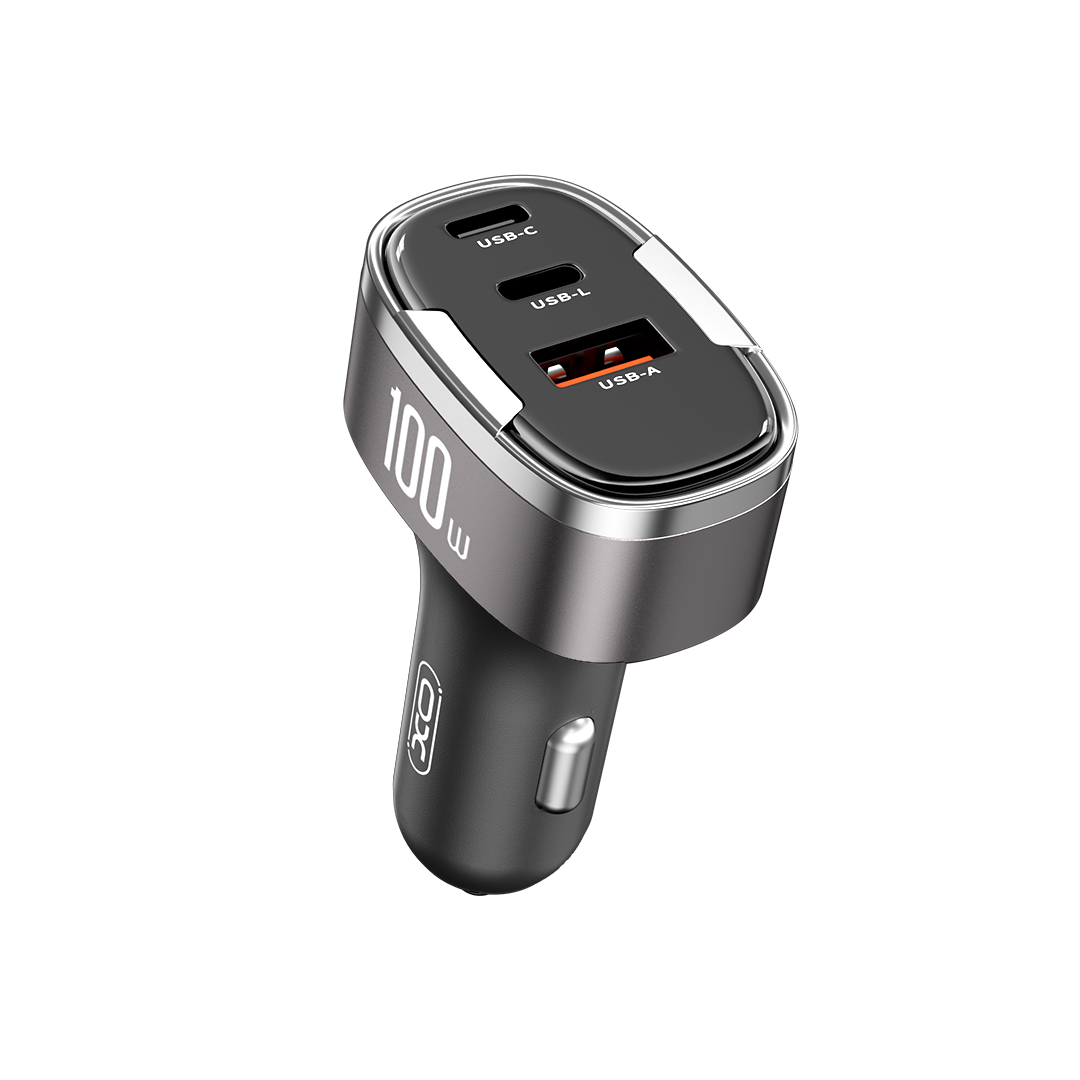 XO �adowarka samochodowa CC61 PD QC 3.0 100W 1x USB1x USB-C 1x Lightning szara