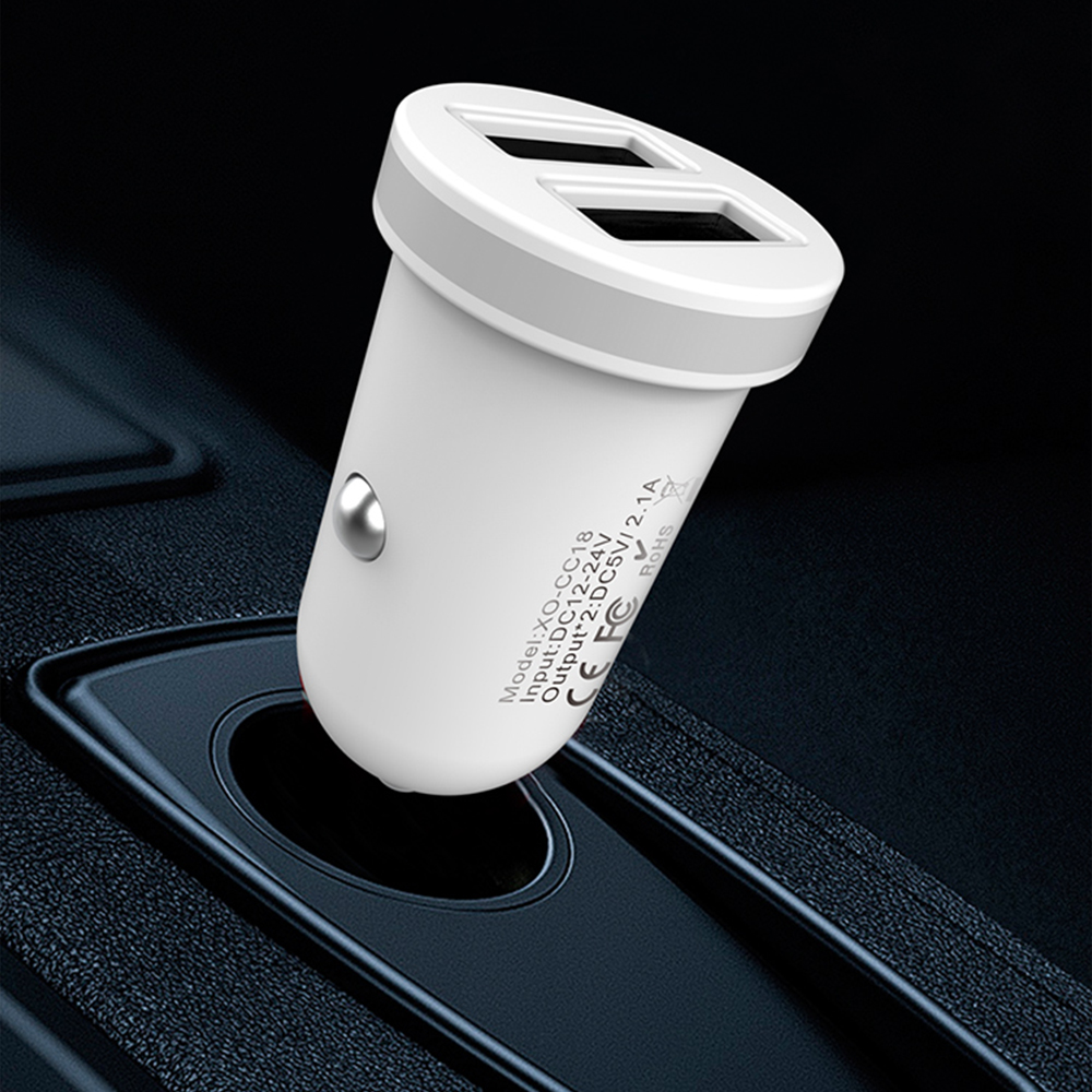 XO �adowarka samochodowa TZ08 bia�a 2USB plus kabel 8-pin 2,1A / 4