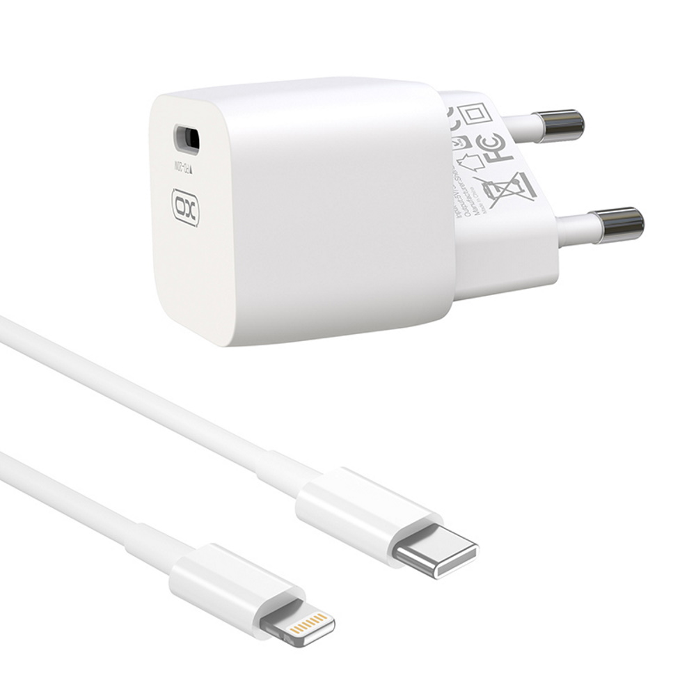 XO �adowarka sieciowa CE01B PD 20W 1x USB-C bia�a + kabel USB-C - Lightning