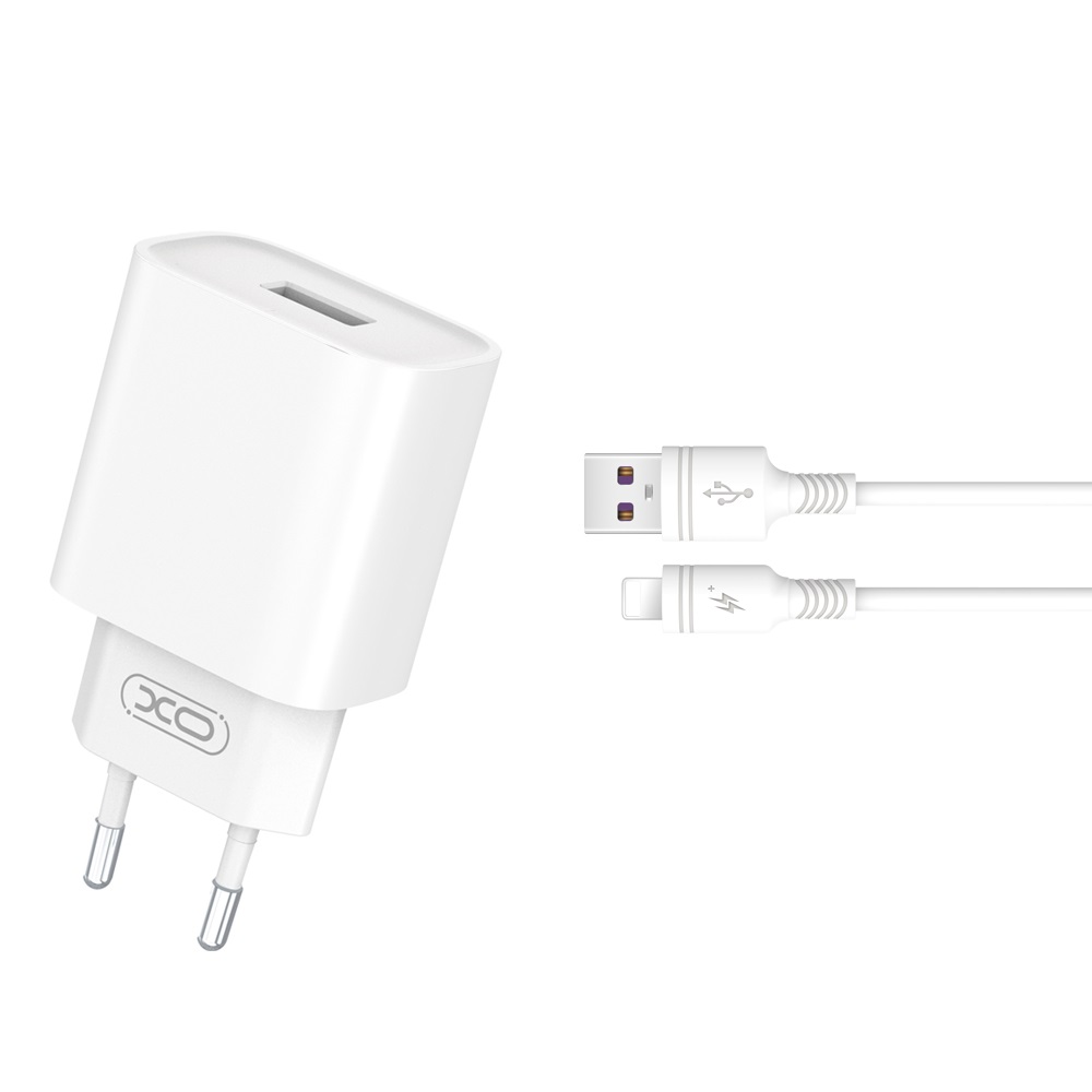 XO adowarka sieciowa CE02D QC 3.0 18W 1x USB biaa + kabel Lightning