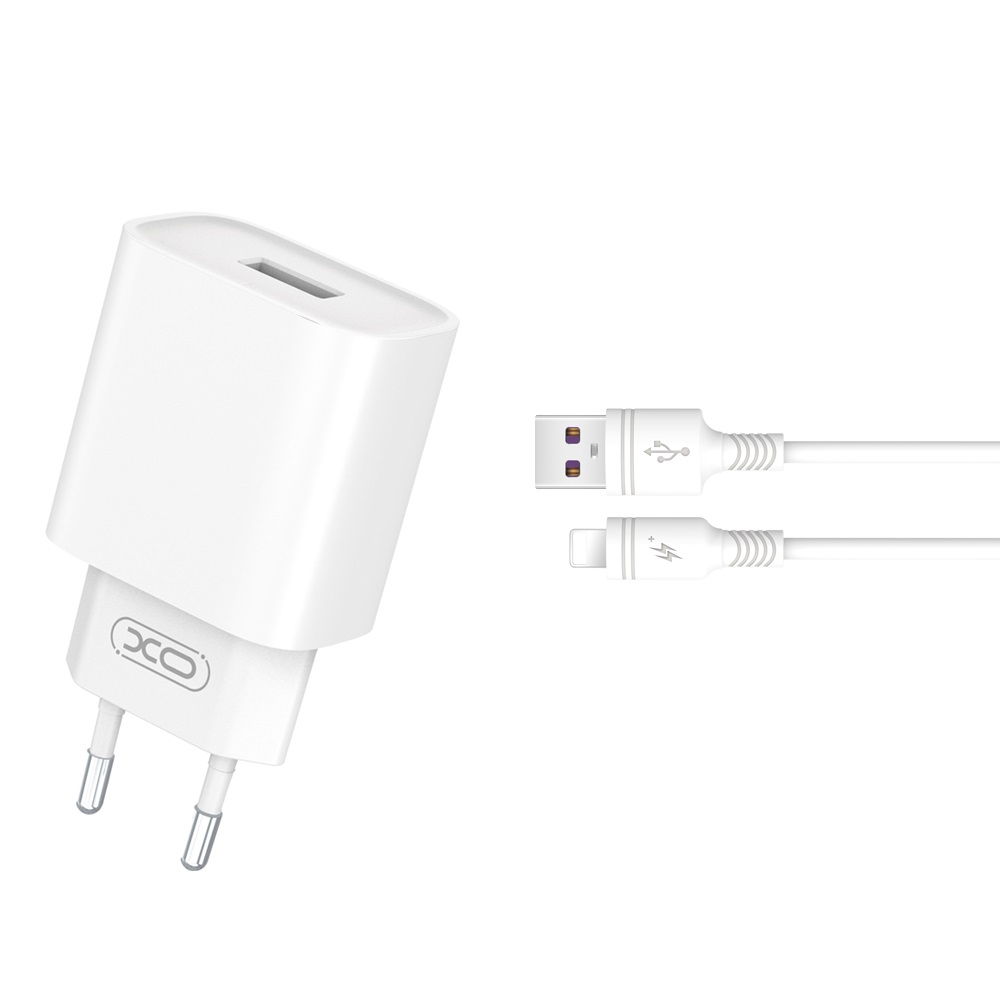 XO �adowarka sieciowa CE02D QC 3.0 18W 1x USB bia�a + kabel Lightning