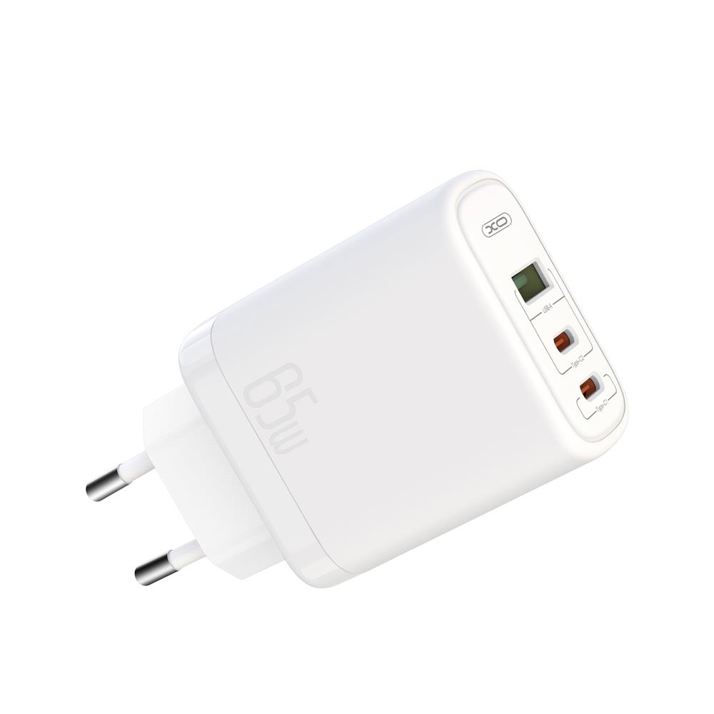 XO �adowarka sieciowa CE04 PD 65W 2x USB-C 1x USB bia�a
