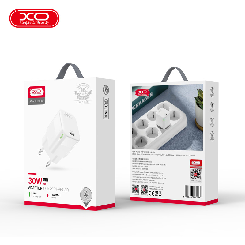 XO �adowarka sieciowa CE06 PD 30W 1x USB-C bia�a / 2