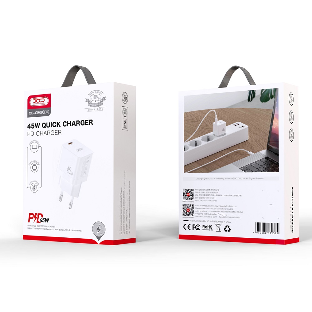 XO �adowarka sieciowa CE09 PD 45W 1x USB-C bia�a / 4