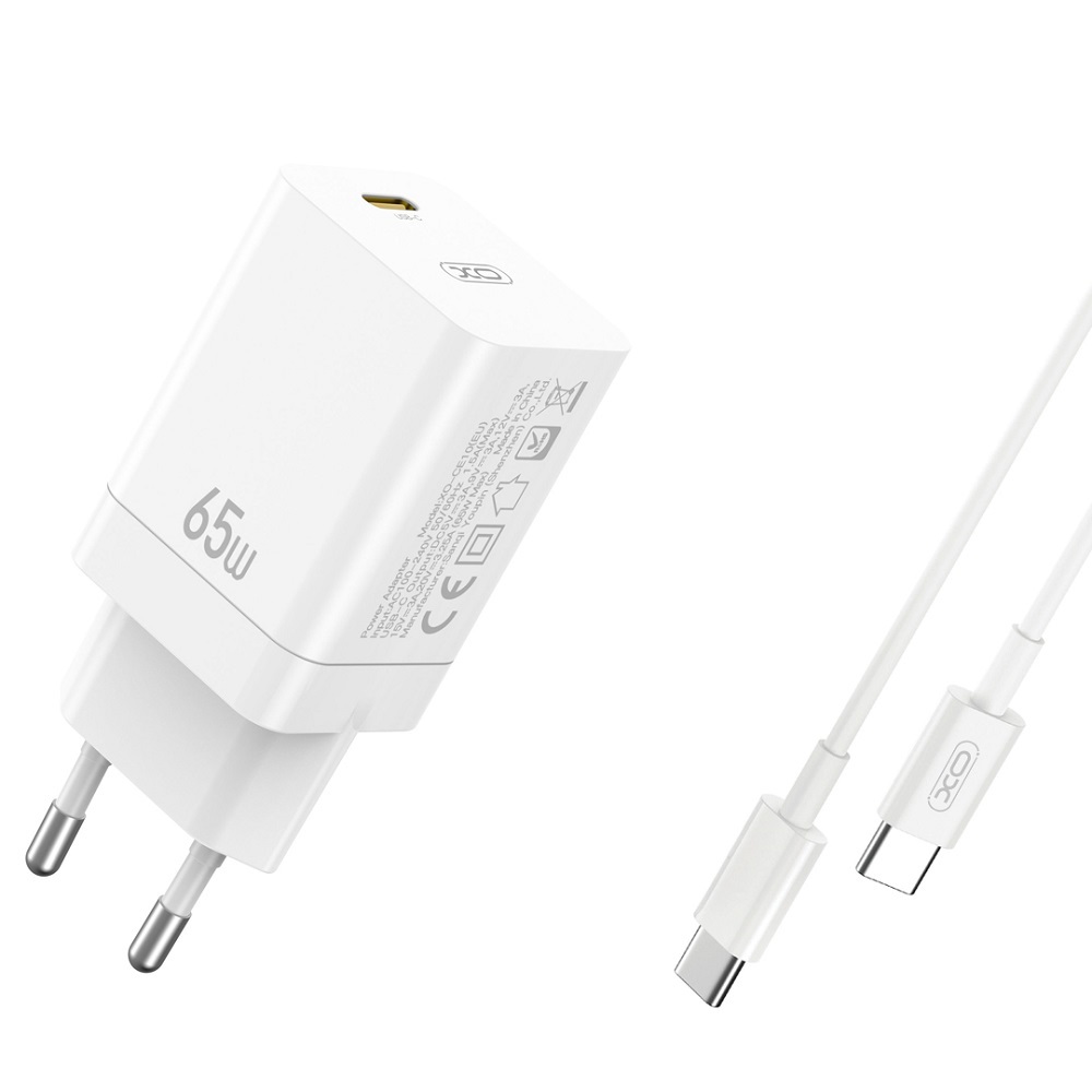 XO �adowarka sieciowa CE10 PD 65W 1x USB-C bia�a + kabel USB-C - USB-C