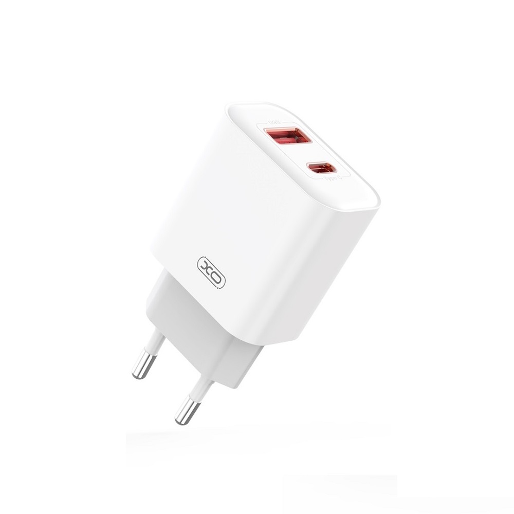 XO �adowarka sieciowa CE12 PD QC 3.0 20W 1x USB 1x USB-C bia�a + kabel USB-C - Lightning / 3