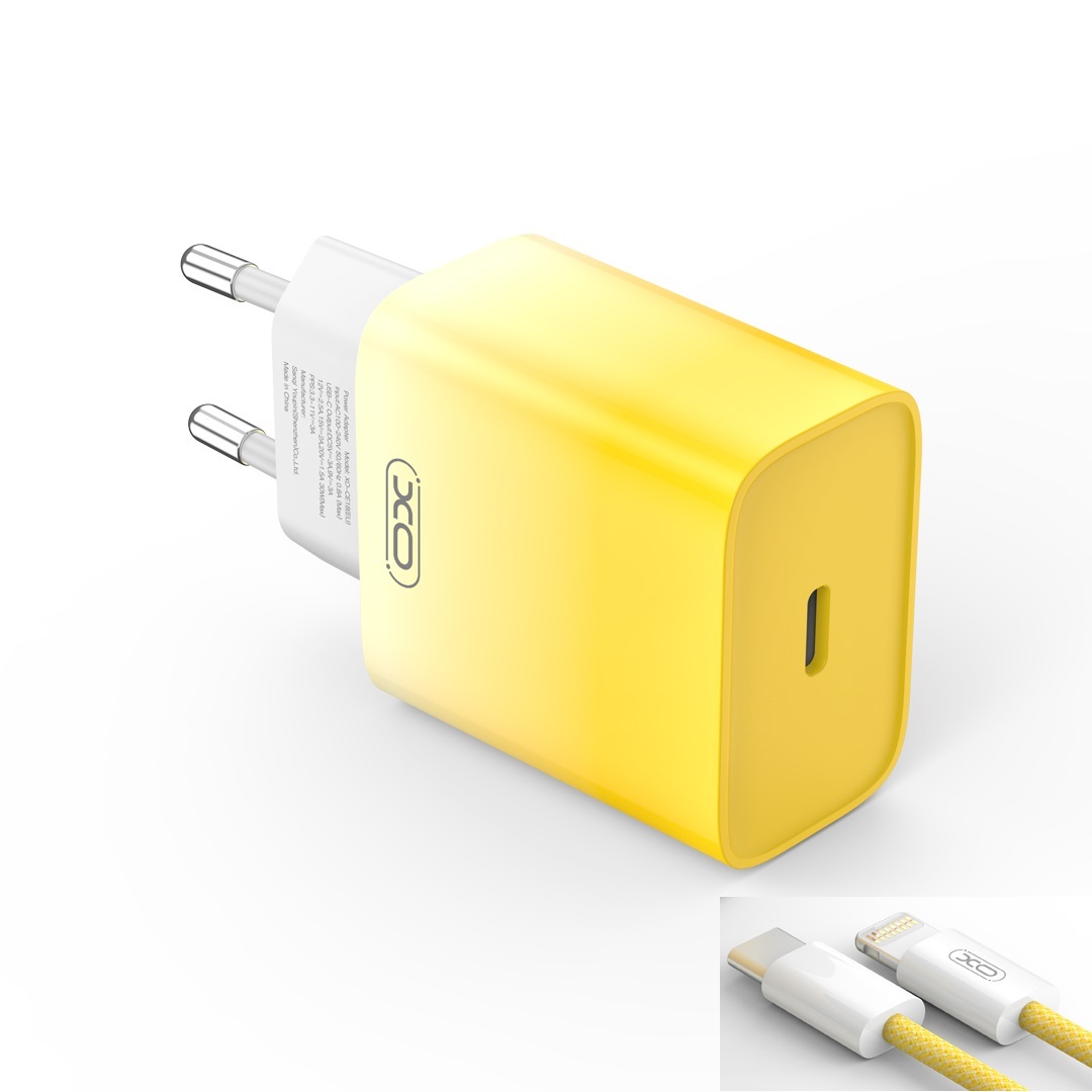 XO adowarka sieciowa CE18 PD 30W 1x USB-C to-biaa + kabel USB-C - Lightning