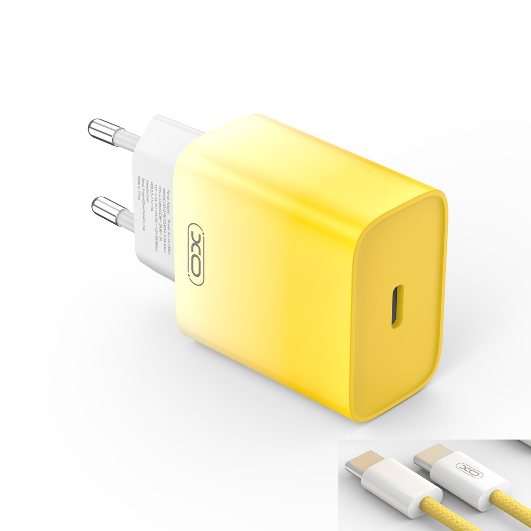 XO �adowarka sieciowa CE18 PD 30W 1x USB-C ��to-bia�a + kabel USB-C - USB-C