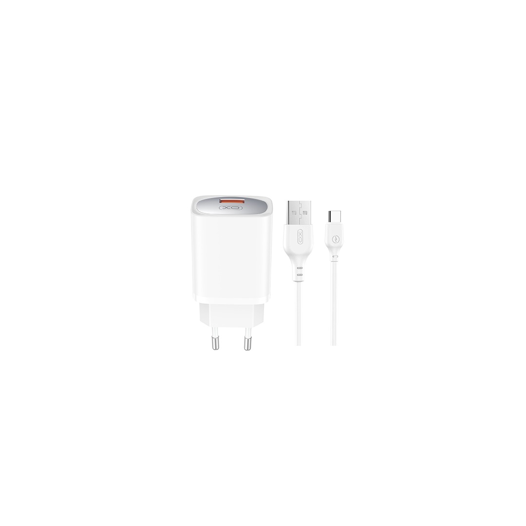 XO �adowarka sieciowa CE19 QC 18W 1x USB bia�a + kabel USB-C