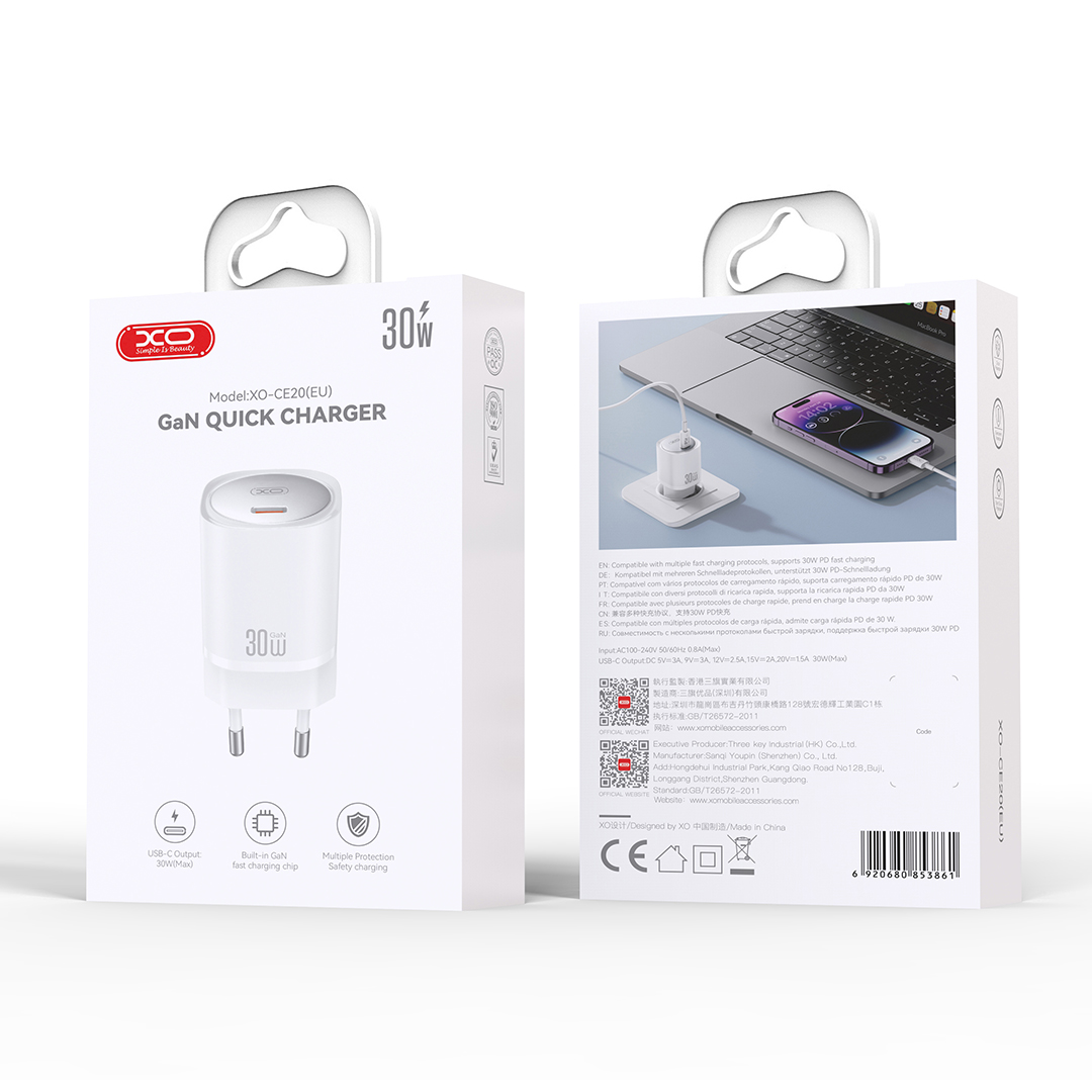 XO �adowarka sieciowa CE20 PD 20W 1x USB-C bia�a / 3