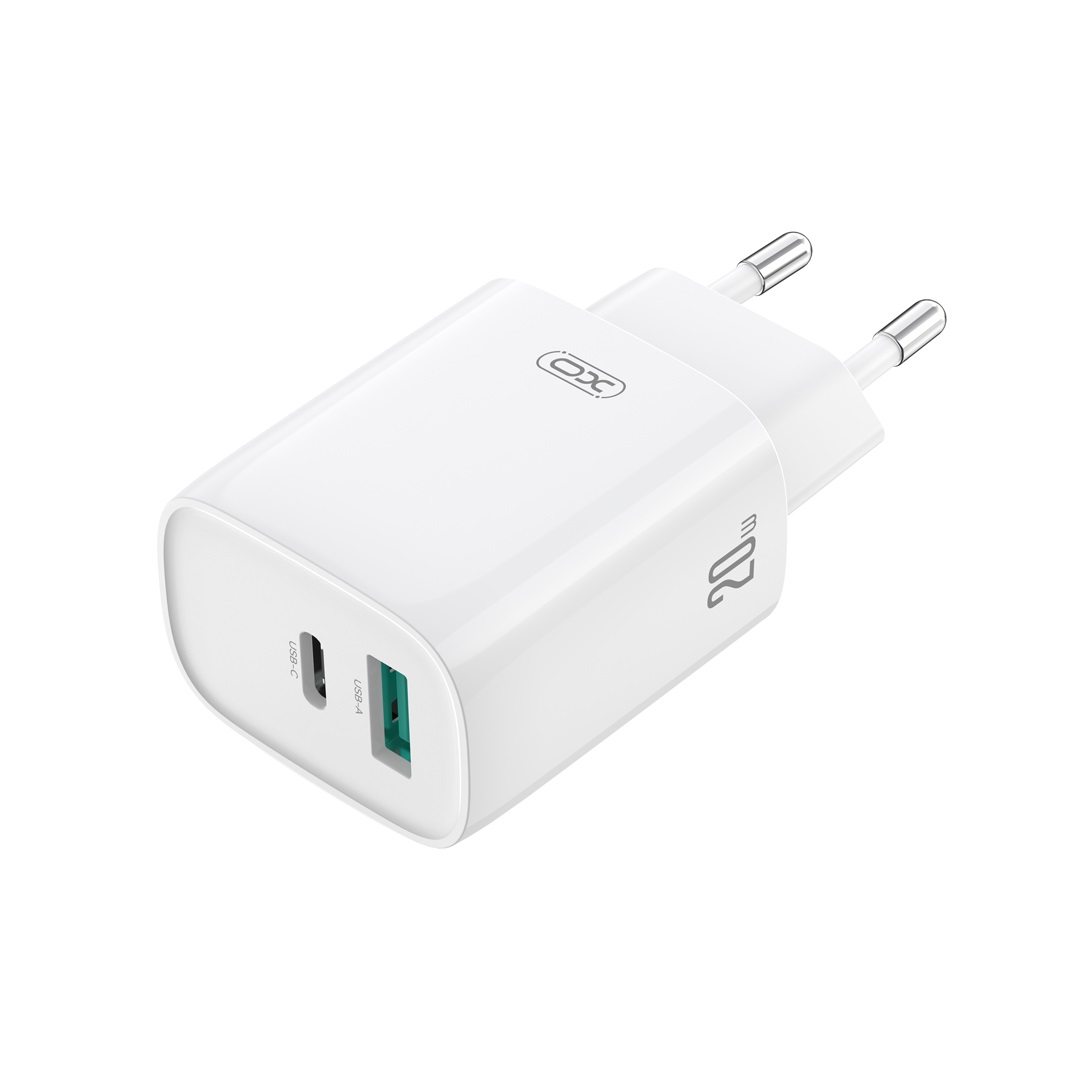 XO �adowarka sieciowa CE29 PD 20W 1x USB-C 1x USB bia�a + kabel USB-C - Lightning / 4