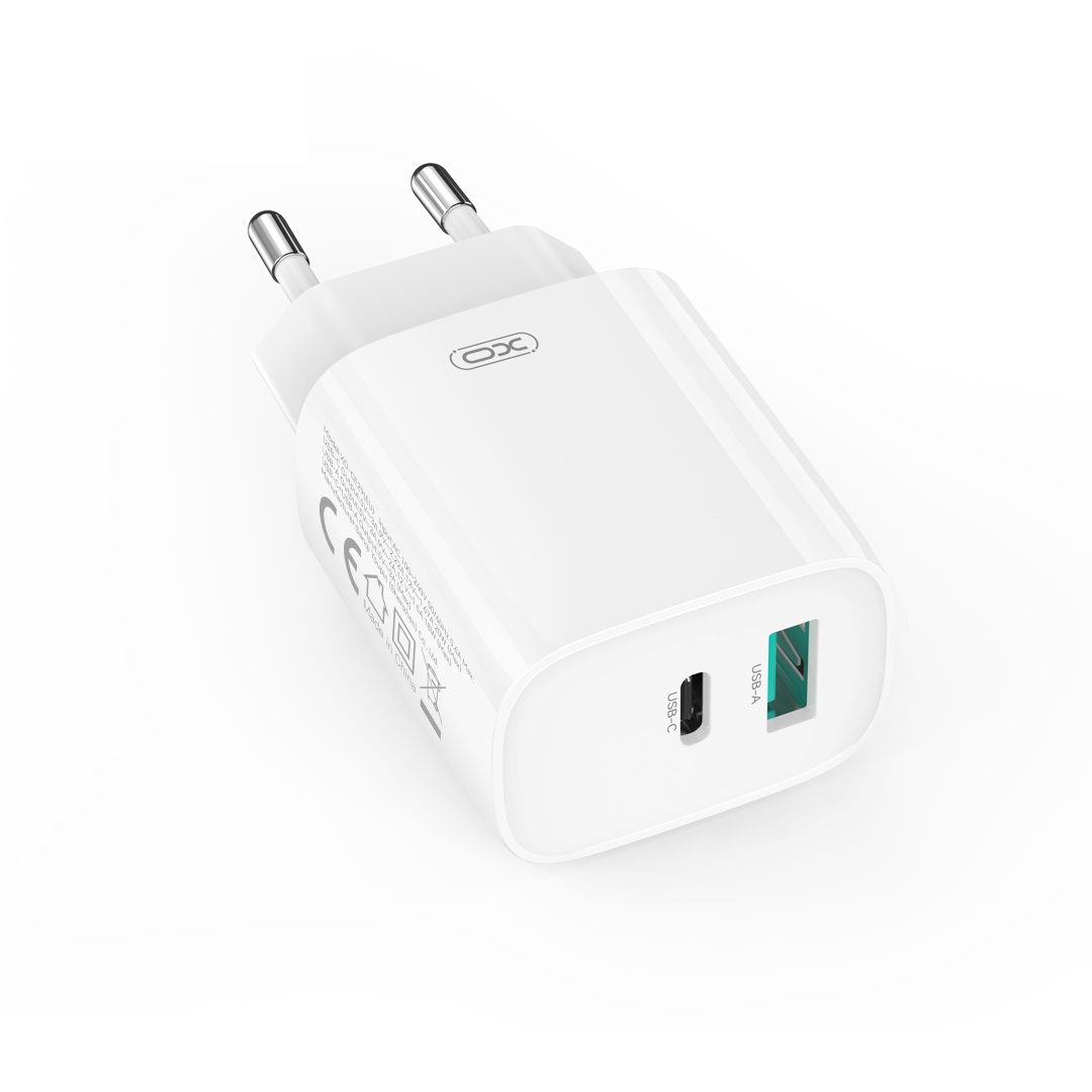 XO �adowarka sieciowa CE29 PD 20W 1x USB-C 1x USB bia�a + kabel USB-C - USB-C / 3