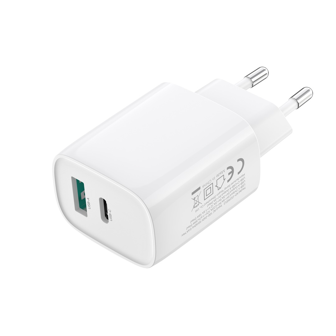 XO �adowarka sieciowa CE29 PD 20W 1x USB-C 1x USB bia�a + kabel USB-C - USB-C / 5