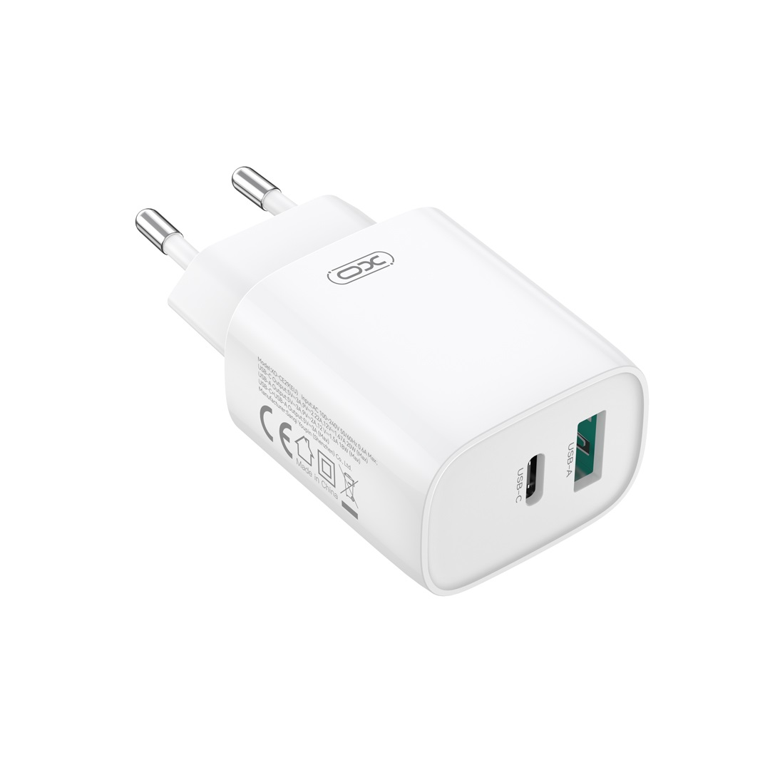 XO �adowarka sieciowa CE29 PD 20W 1x USB-C 1x USB bia�a + kabel USB-C - USB-C / 6